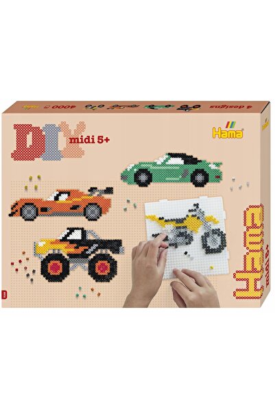 Hama MIDI 3162 - Set de vehicule 4 piese mari mărgele de călcat