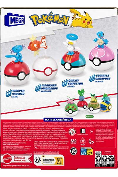 mattel MEGA Pokemon JCT42 Blocuri tip apă 4 Baloți Poke 4 Figurine