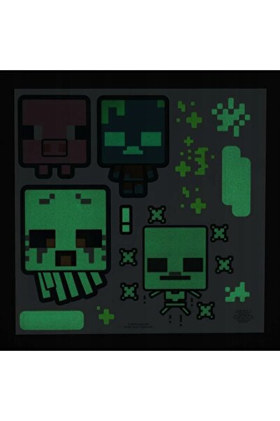 NO BRAND Ceas de perete MINECRAFT fosforescent în întuneric, set de autocolan...