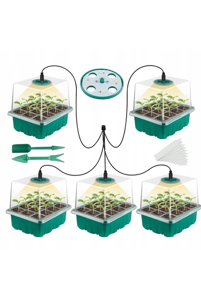 NO BRAND Set de 5 mini-sere pentru însămânțare, propagator cu iluminare LED