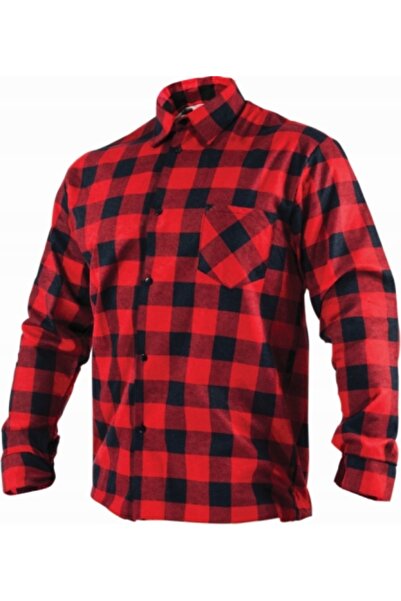 Stalco Cămașă de flanelă de protecție pentru lucru, roșie, M