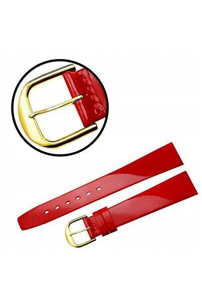 NO BRAND Curea REDA 18mm, netedă, roșie, cataramă aurie, lăcuită.