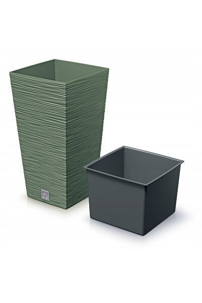 Prosperplast Ghiveci FURU Square DFSH240 24x24 h45 - Verde pământiu