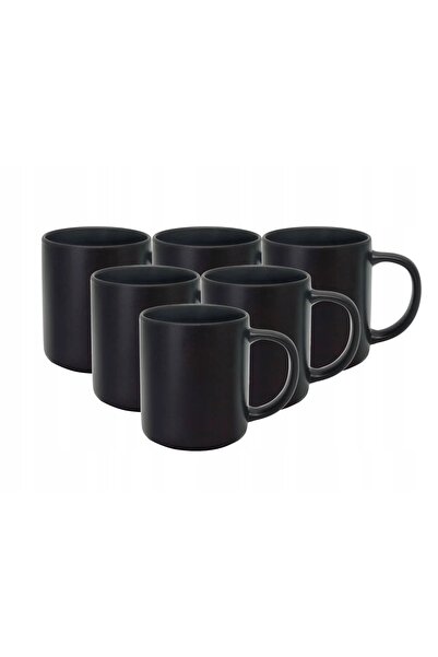 NO BRAND MG HOME ARTENA Set de căni din gresie neagră 6x400 ml pentru cafea