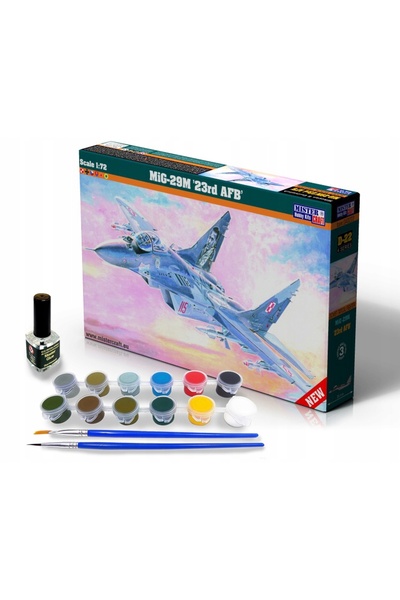 NO BRAND Mistercraft D-22 MIG-29M 23rd AFB 1:72 + vopsele, 2 pensule, lipici