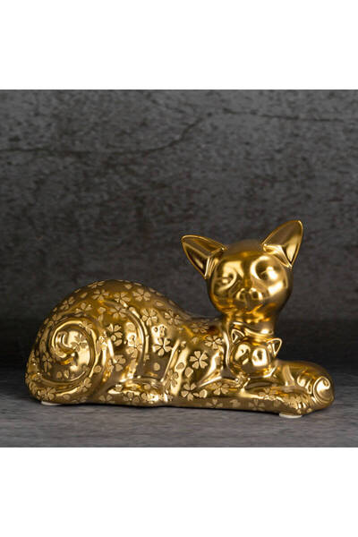 NO BRAND Figurină decorativă Kity (02) 22x9x14cm Auriu
