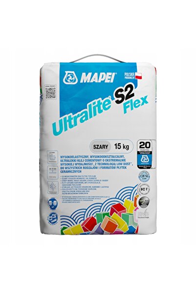 NO BRAND Adeziv pentru gresie și faianță ULTRALITE S2 15kg Mapei Gri