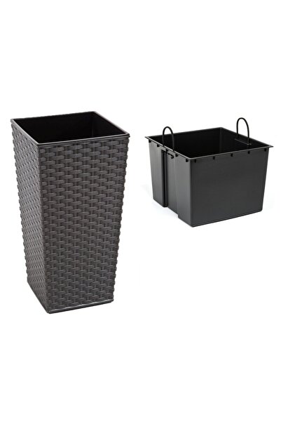 LAMELA BAG Ghiveci Finezja + inserție 30x30 h57 - Mokka ratan