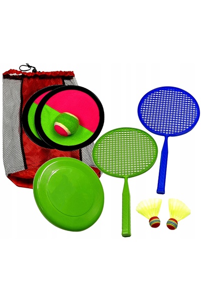 ENERO TOYS Set de badminton: rachete de plajă, palete, volan + disc Frisbee +...