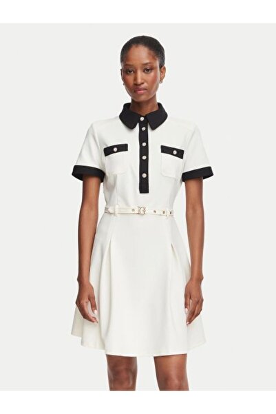 Guess BEYAZ POLO YAKA KADIN ELBİSE