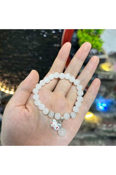 Choice1 WHITE Cute Bear Charm Beaded Bracelets - In black, white, and pink, w...