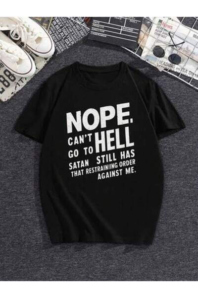 21JNRY تي شيرت بطبعة عبارة "NOPE Not Going To Hell" للمراهقين ذوي المقاسات ال...