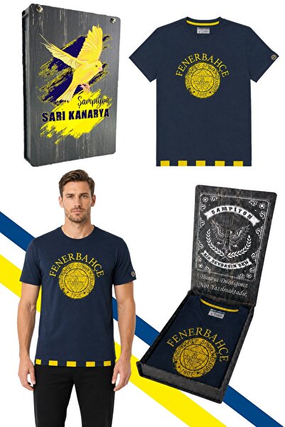 Fenerbahçe Men's Tribune Single Color Logo T-Shirt with Uv Box Gift