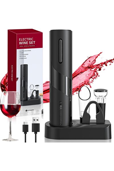 MACVI Tirbușon electric 5-în-1 cu încărcare USB — Eleganță și funcționalitate...