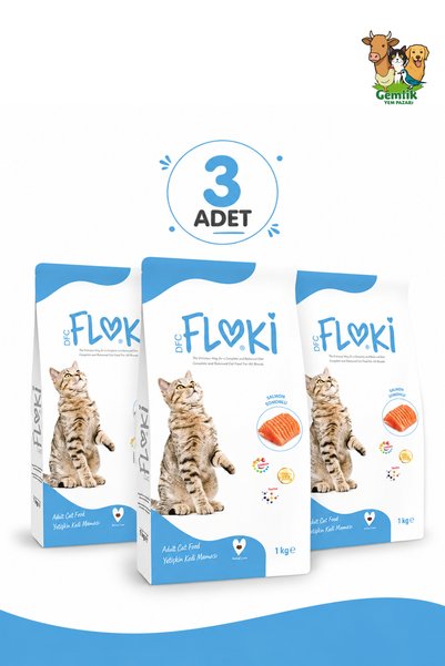 Floki Somonlu Yetişkin Kedi Maması 1 Kg x 3 Adet