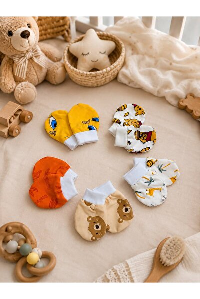 Lumos Trade Unisex Newborn 100% Cotton Soft Baby Gloves 5 Pairs Set