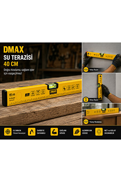 YANARLAR DMAX Su Terazisi 40 CM – Hassas Ölçüm ve Dayanıklı Gövde
