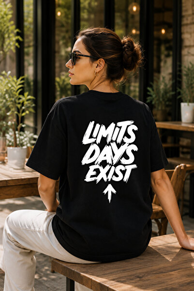 BAGAND Premium Limits Exist Printed Black Oversize Unisex T-Shirt
