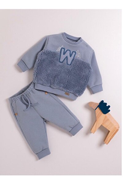 Caramell W PELUŞ DETAYLI ŞARDONLU ERKEK BEBEK İKİLİ PENYE TAKIM