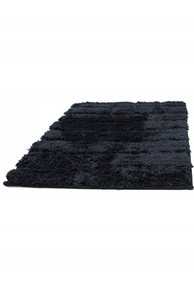NO BRAND Covoraș de baie pufos, absorbant, antiderapant, 60x110 cm - Negru