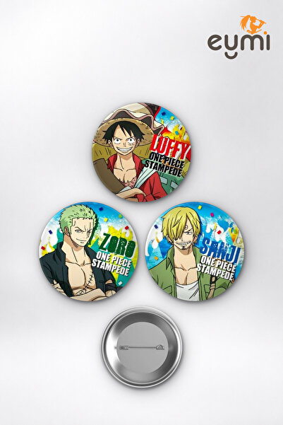 Eymi Design One Piece Luffy Zoro Sanji Çanta Süsü Rozet İğneli Buton Rozet Se...