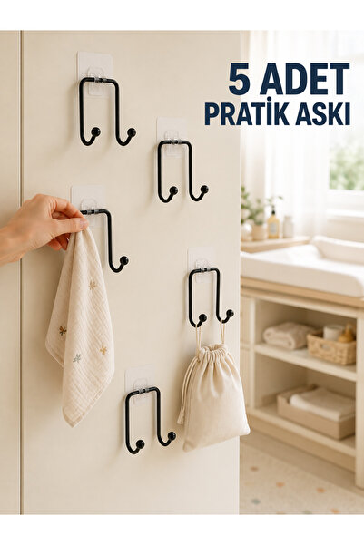 Generic Brand 5-Piece Wall-Mounted Adhesive Hanger Practical Home and Living ...