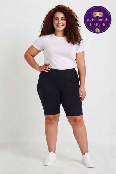 Tutku Black Women's Cotton Flexible Combed Cotton Above Knee Short Leggings -...