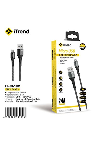 itrend Cablu USB-A la Micro USB IT-CA10M, 1 m, Încărcare Rapidă 2.4A, Nylon +...
