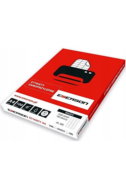 Emerson Etichete adezive A4 70 x 32 mm Nr. 25 100 coli x 2 pachete