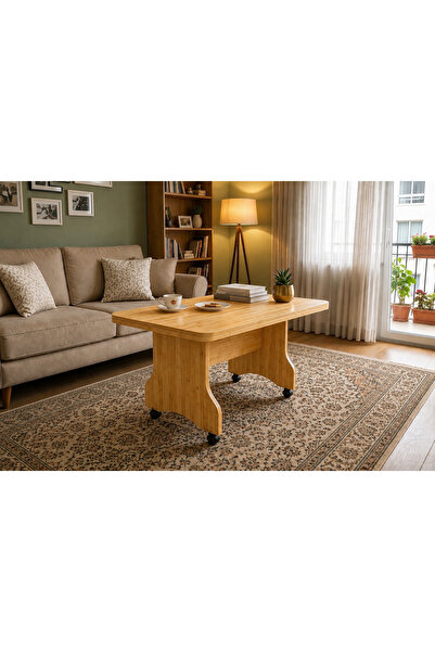 CEMRE EV DİZAYN Modern 60x90 Oval tekerlekli orta sehpa cok amaçlı salon mutf...
