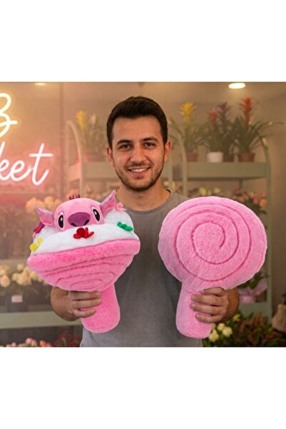 NB market Pink Floral Plush Bouquet 40cm Large Size Furry