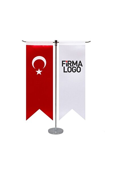 hediyerengi Firmaya Özel Logolu T Kırlangıç Masa Üstü Bayrak