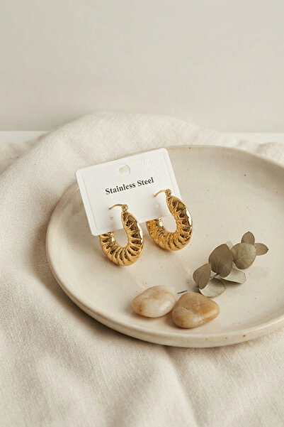 shopwave 316L Steel Gold Color Vintage Curved Hoop Model Earrings