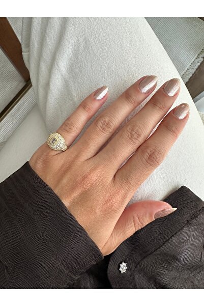 ringbox Gold Stone Square Shape Pinky Ring