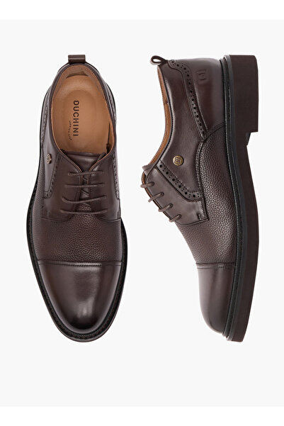 Duchini Men Leather Lace-Up Derby Shoes