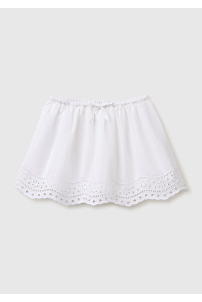 United Colors of Benetton Girl's White Skirt with Embroidery Detail and Draws...