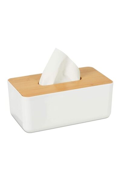 Generic Relaxdays Tissue Box Cover with Bamboo Top, Baby Wipe Dispenser, Kitc...
