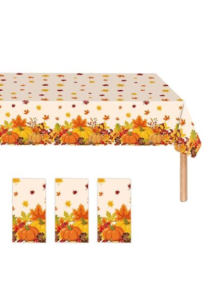 Generic 3 Pieces Thanksgiving Disposable Tablecloth 54 x 108 Inch Rectangle W...