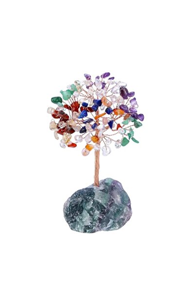 Generic Natural 7 Chakra Crystal Tree - Raw Crystals Bonsai Money Tree with F...