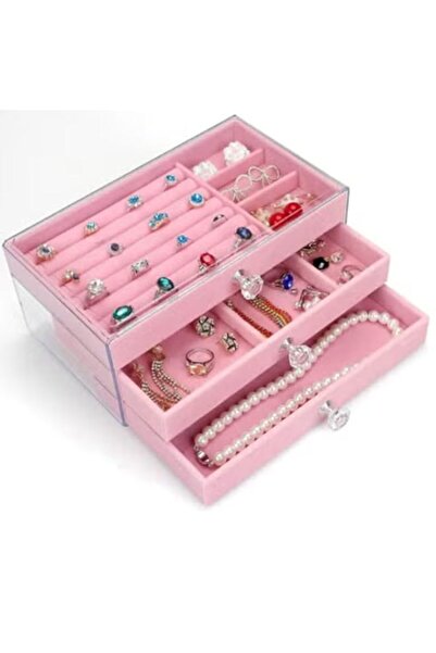 Generic Brand Jewelry Box Organizer with 3 Drawers, Organizer for Earring Ban...