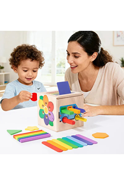 Picodino Wooden Montessori Shape Color Sorting Matching Game for Toddler 5 in 1