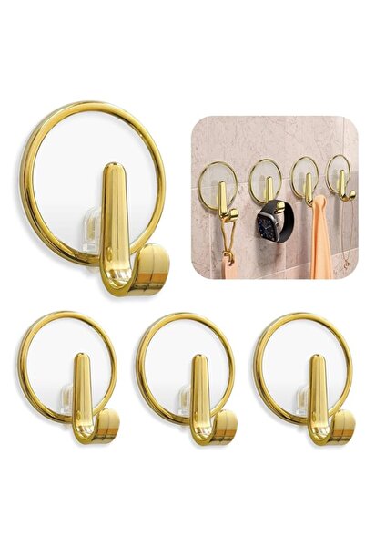 Generic Tazweeq 4Pcs Clear Round Plastic Wall Hooks, Heavy-Duty Adhesive Stor...
