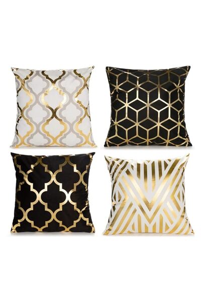 Generic Home Decorative Set of 4 Throw Pillow Covers Gold Foil Pillow Covers ...