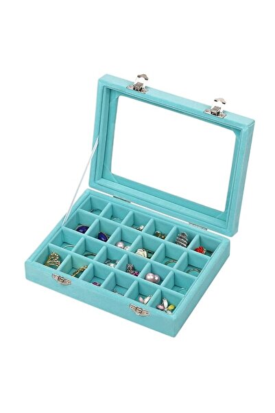 Generic Brand 24 Grids Velvet Glass Ring Earrings Jewelry Box Earrings Organi...