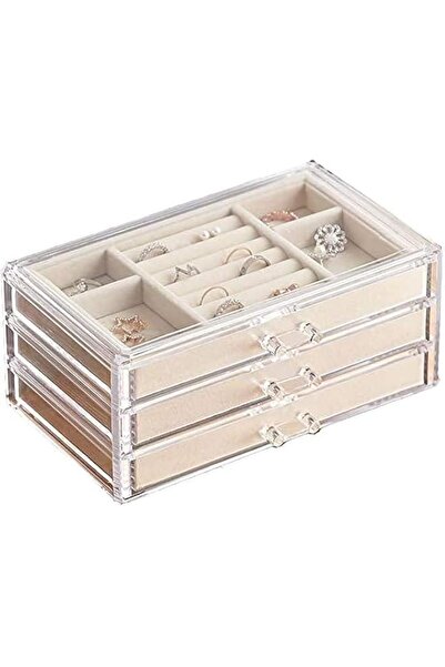Generic Brand Jewelry Box for Women with 3 Drawers, Velvet Jewelry Organizer ...