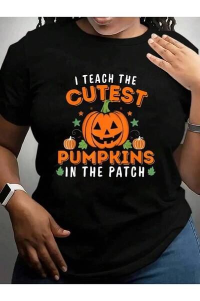 kai22 I Teach The Cutest Pumpkins Funny Teacher Halloween Black Graphic T Shi...