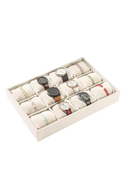 Generic Brand Pangkeep 12 Grid Watch Bracelet Organizer Pillow Tray,Beige Vel...