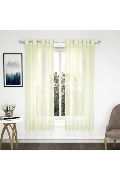 Generic Story@Home 152CM Long Window Curtains Set of 4, Cream Color Semi Tran...