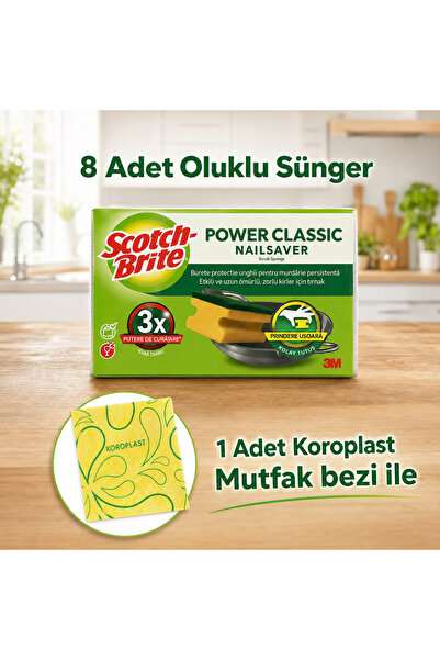 Scotch Brite Green Classic Corrugated Sponge 8 Pcs
