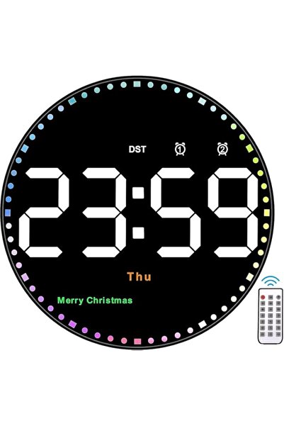 Generic Brand LED Digital Wall Clock, 10" Large Display Color Adjustable Brig...